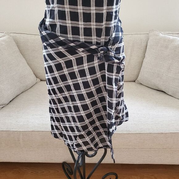 ✨ RAG & BONE ✨ Brighton Plaid Tank Wrap Skirt Dress - [XS, Black & White] - Picture 5 of 16